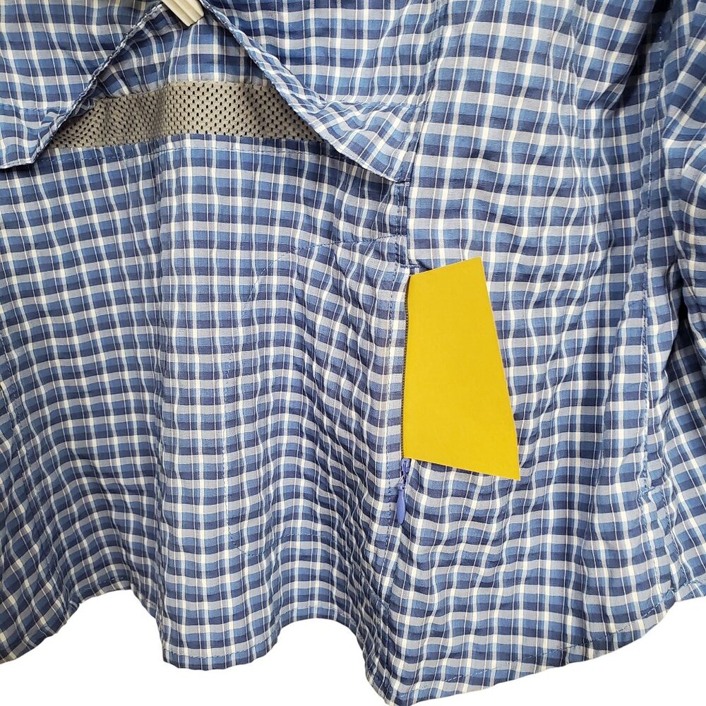 LL Bean Sz L Shirt Fishing Activewear Check Button Vented Mesh Roll Tab Sleeves - Picture 14 of 14